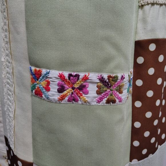 Vintage 60s Hippie Handmade Patchwork Boho Maxi Skirt Prairie Lined 13 In Waist - Picture 5 of 13